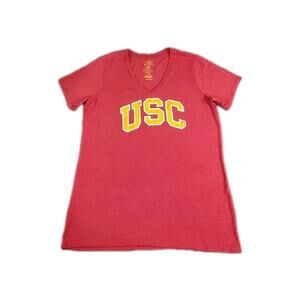 USC Trojans T Shirt Women's Size XL Red Short Sleeve V Neck Authentic Apparel